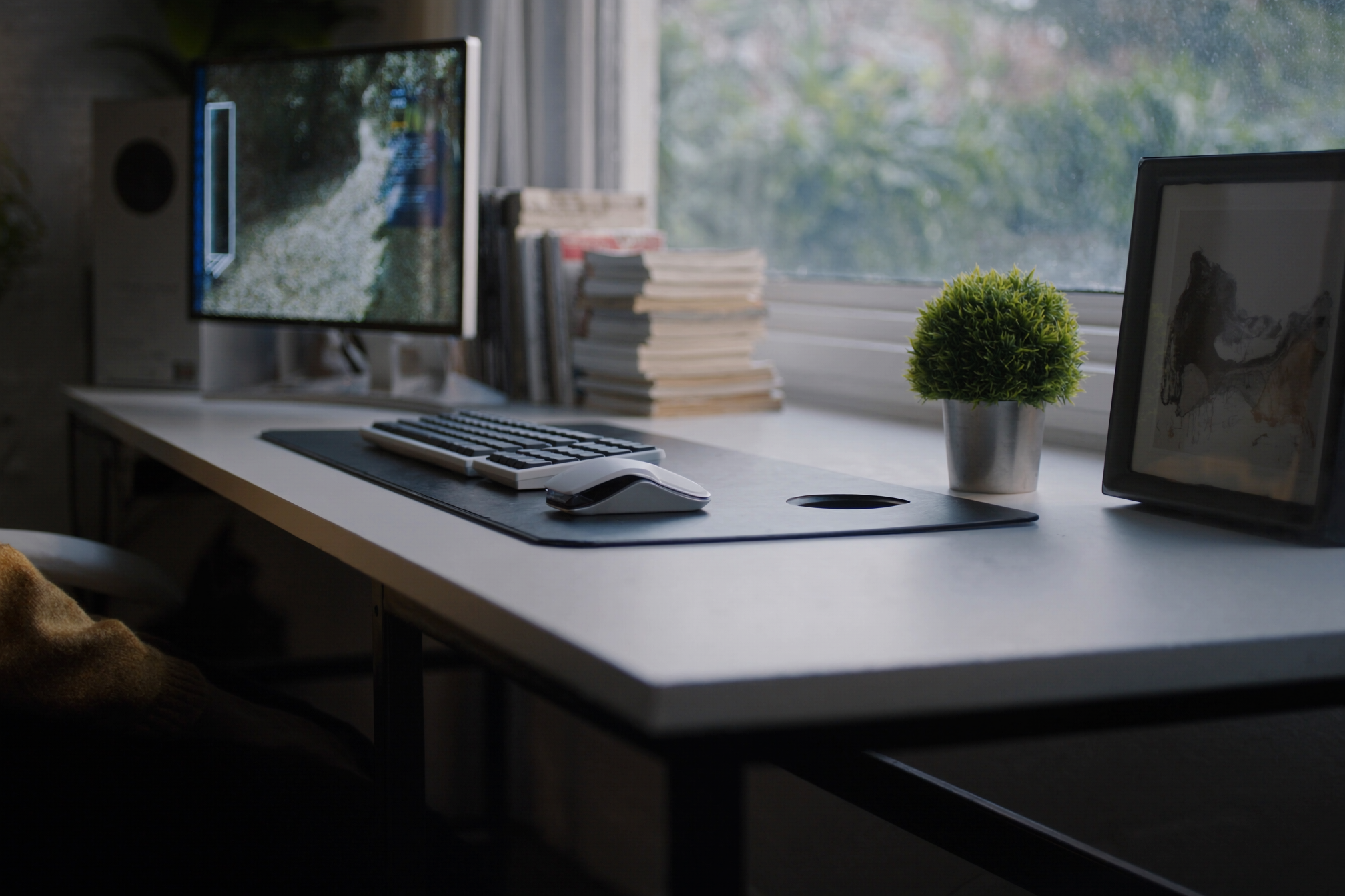 Ergonomic desk setup with wrist support