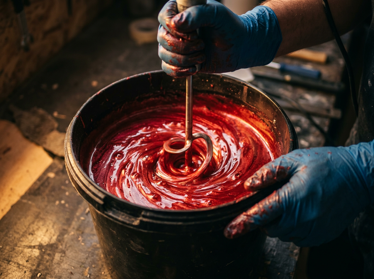 Mixing epoxy resin by hand with a low-speed mixer