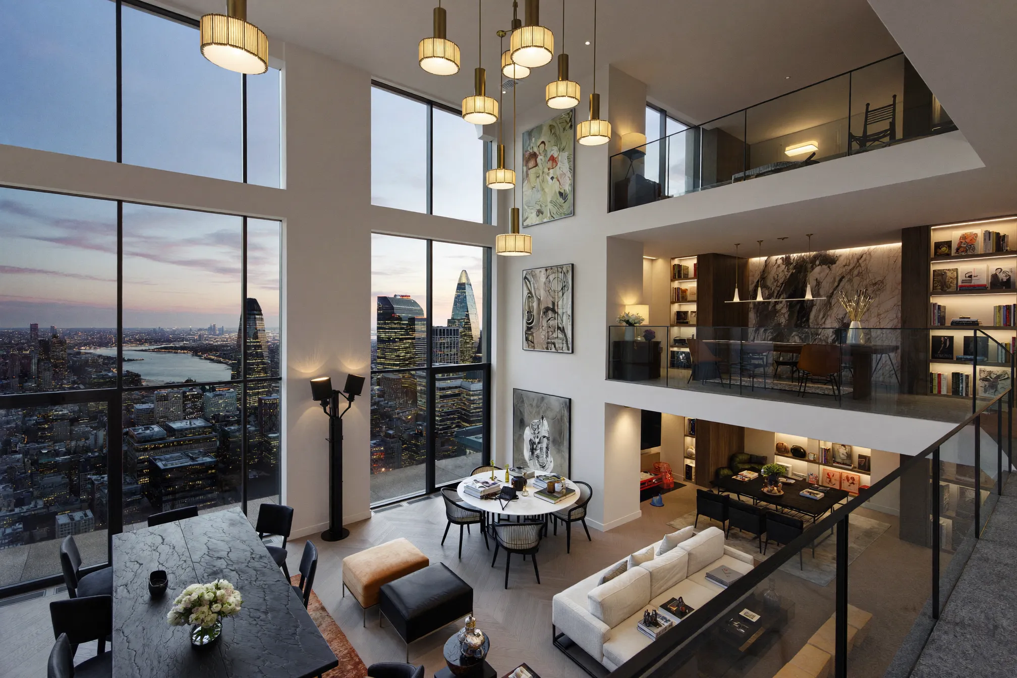 City skyline duplex interior