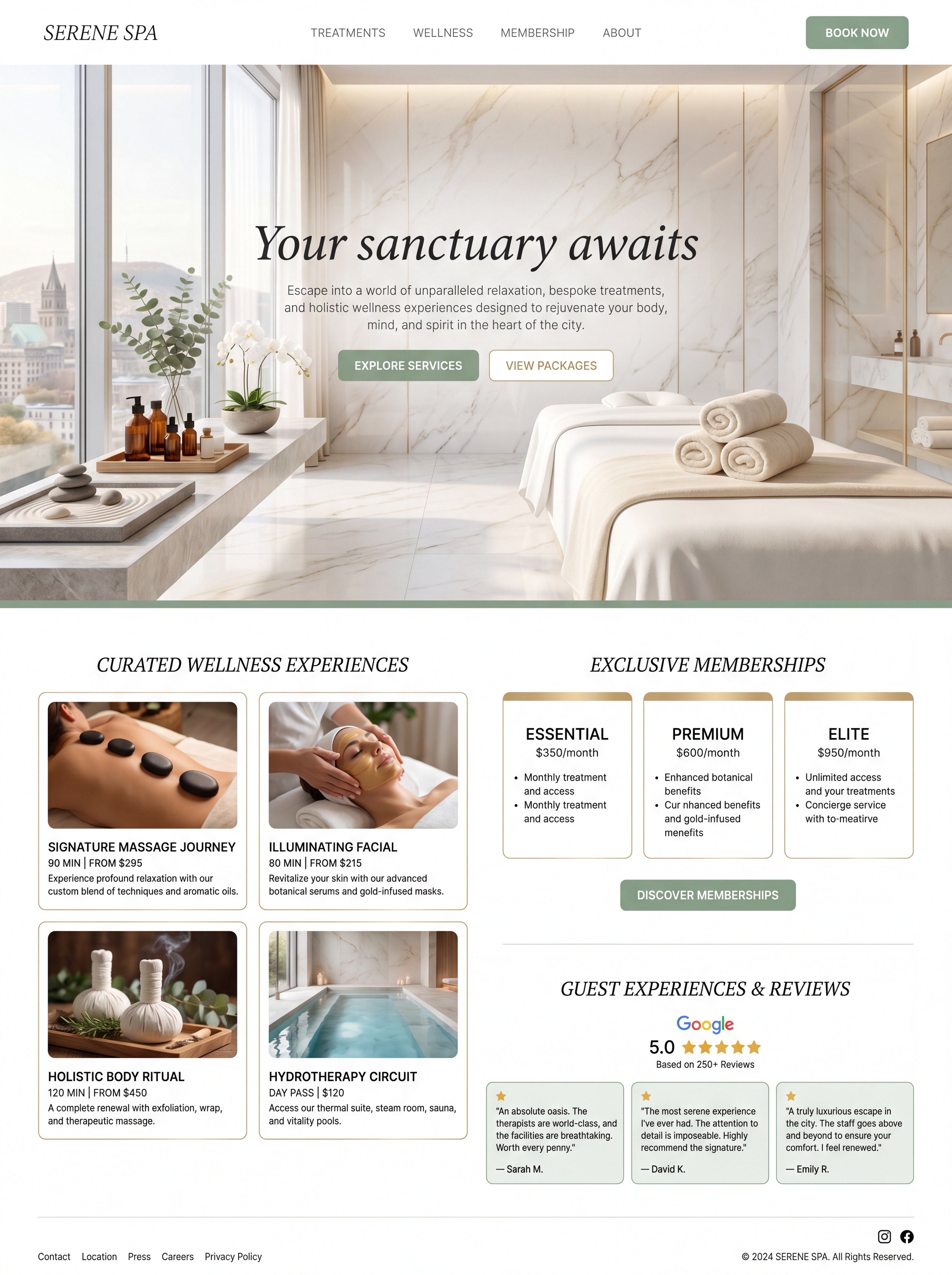 Luxury Spa & Wellness website by MDA Developments