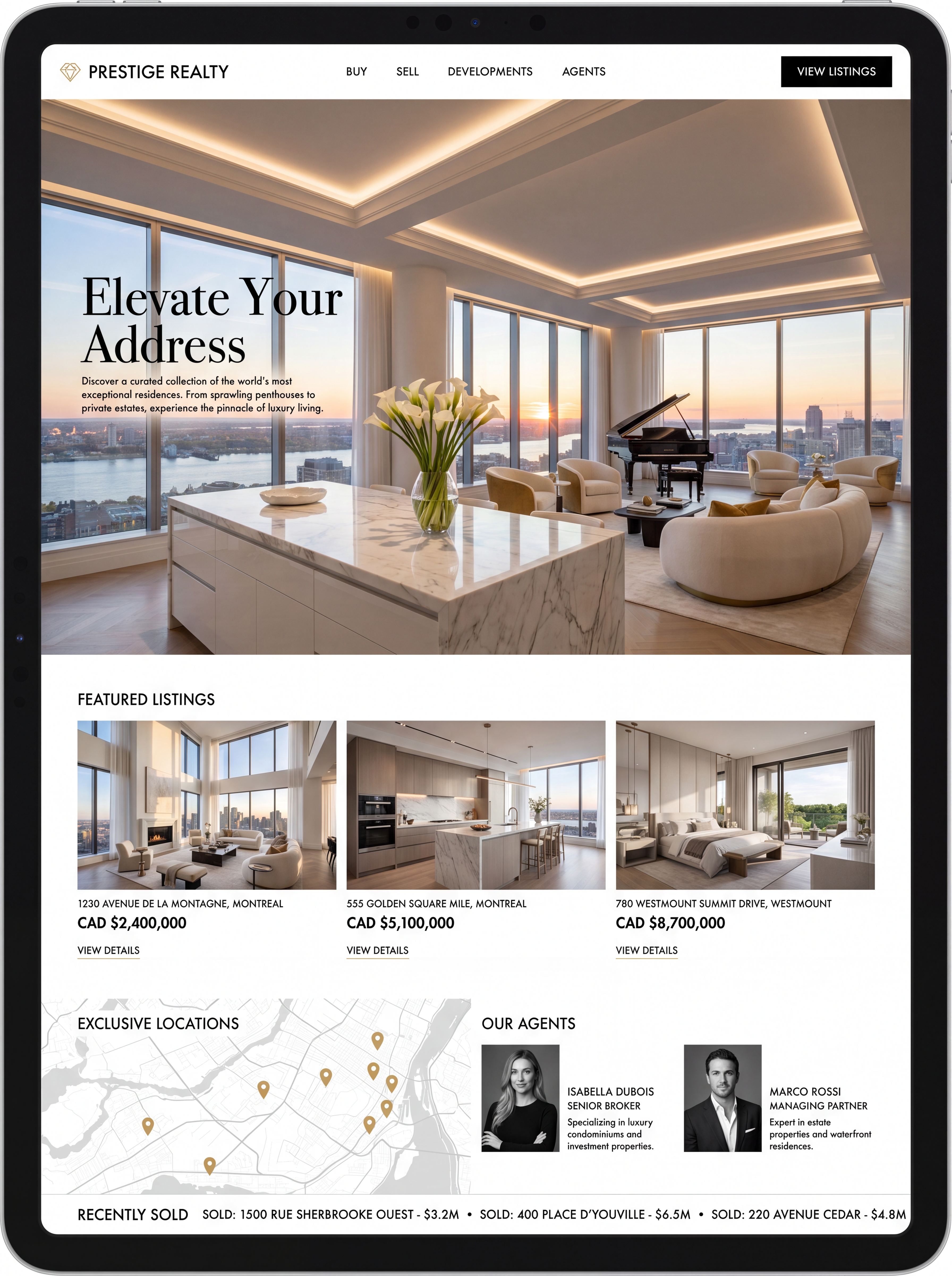 Luxury Real Estate website by MDA Developments