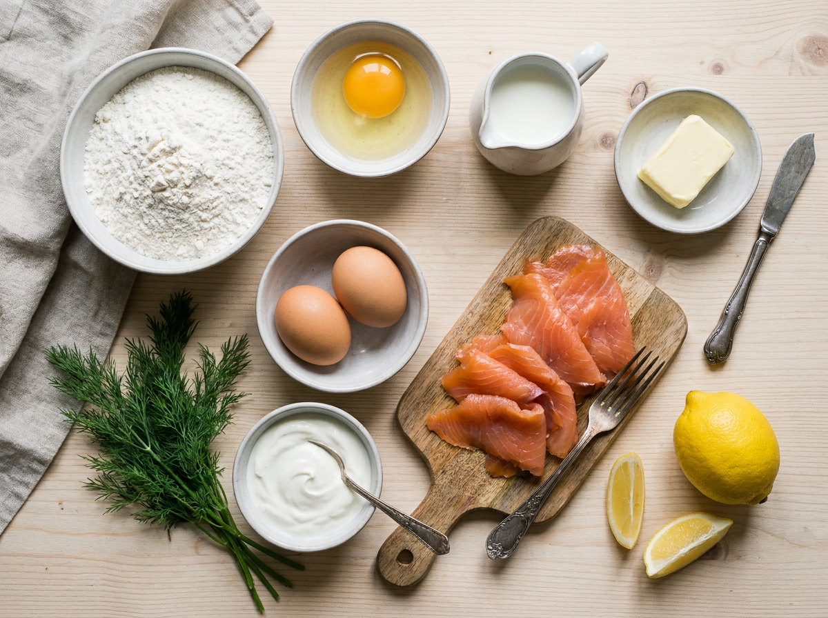 Zutaten für Blini mit Räucherlachs