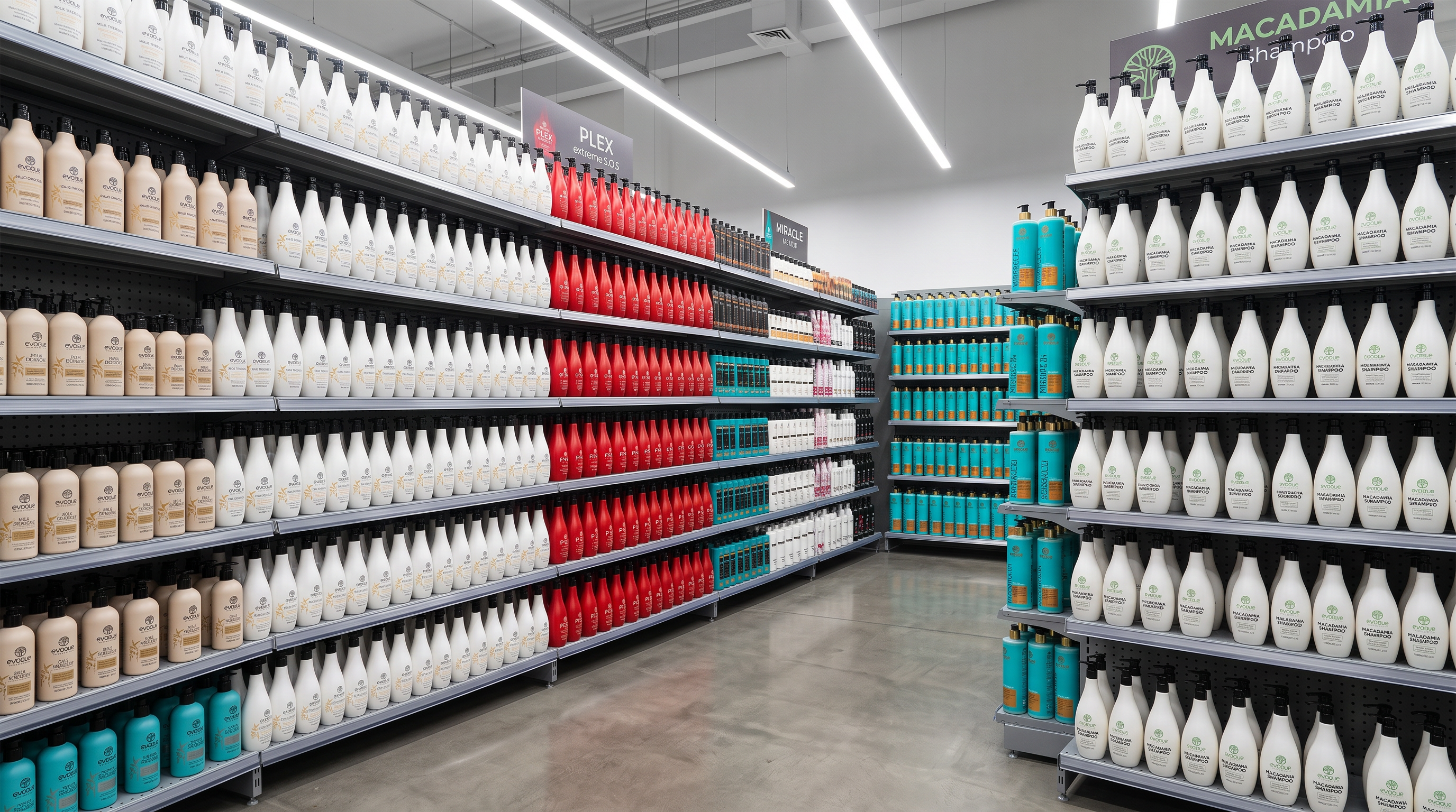 Evoque Professional collections stocked in a beauty supply store
