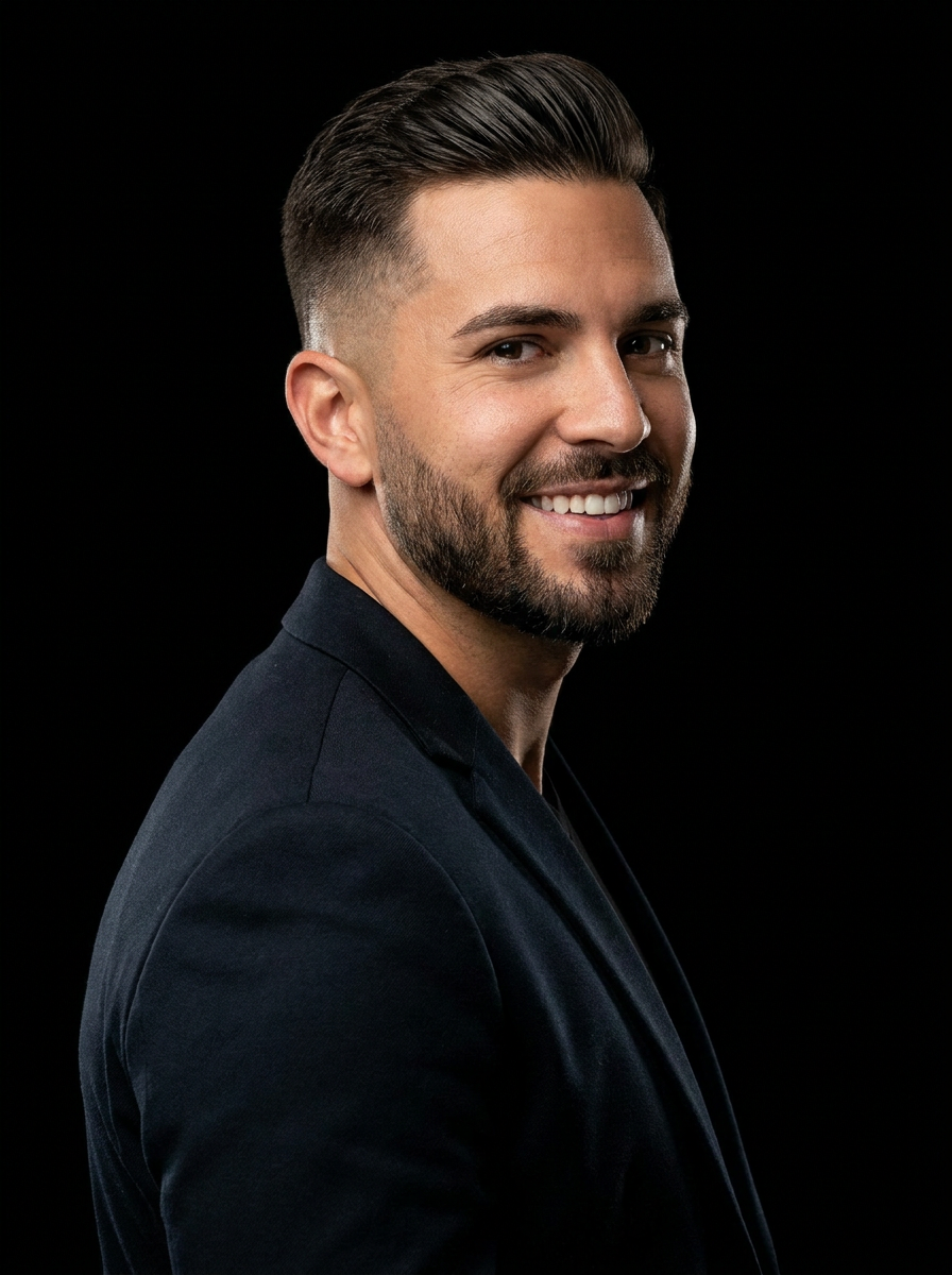 Man with a fresh fade haircut and groomed beard
