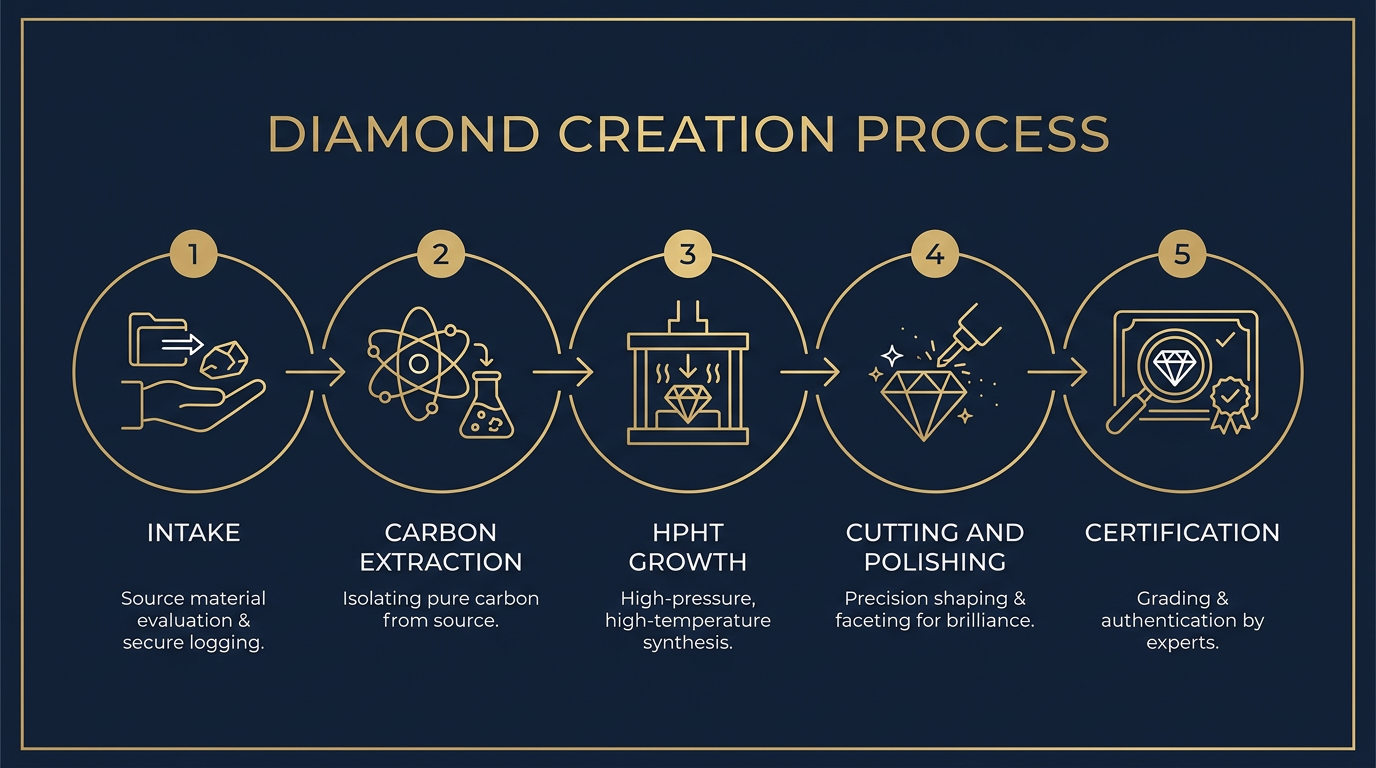 Diagram of the five-step memorial diamond creation process
