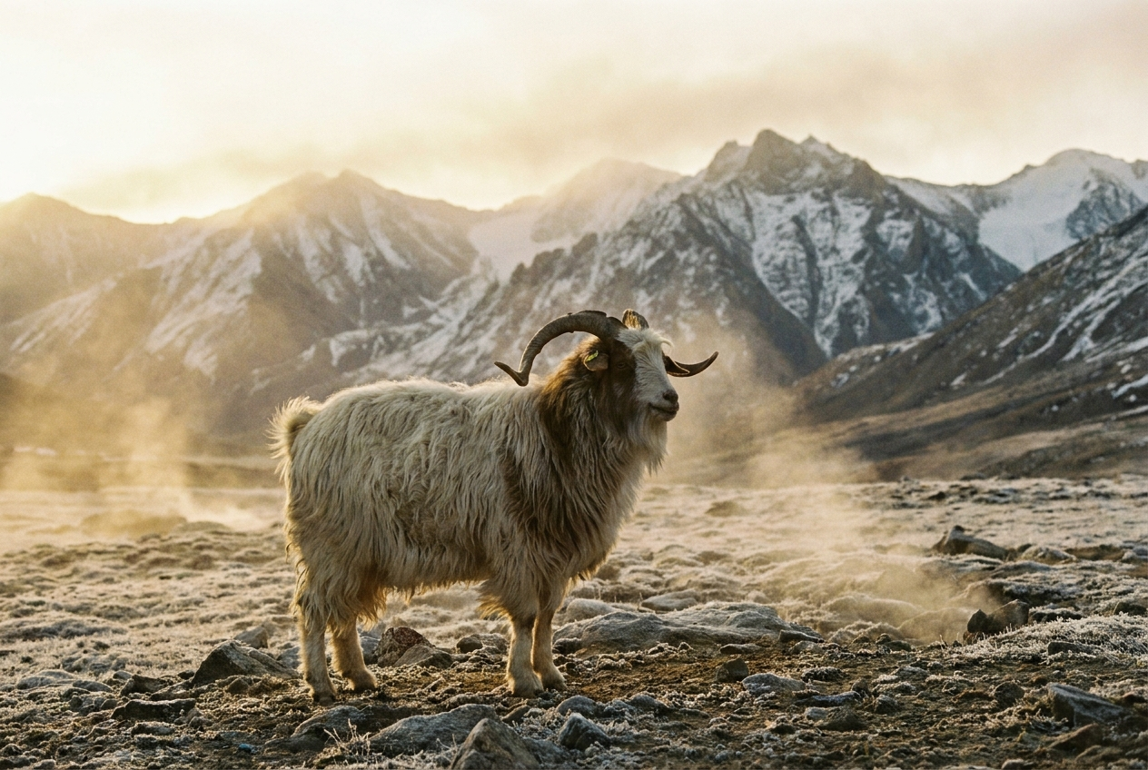 A Changthangi goat on the high plateau