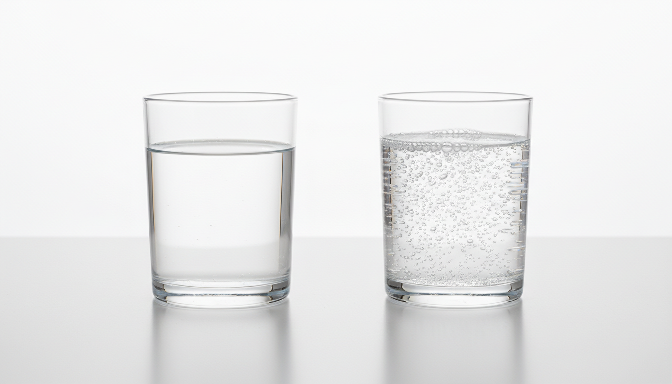 eau plate vs eau hydrogénée deux verres comparaison