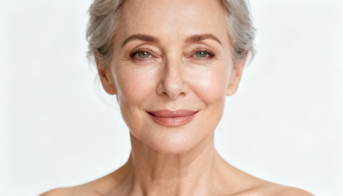 femme 60 ans peau lumineuse ménopause eau hydrogénée
