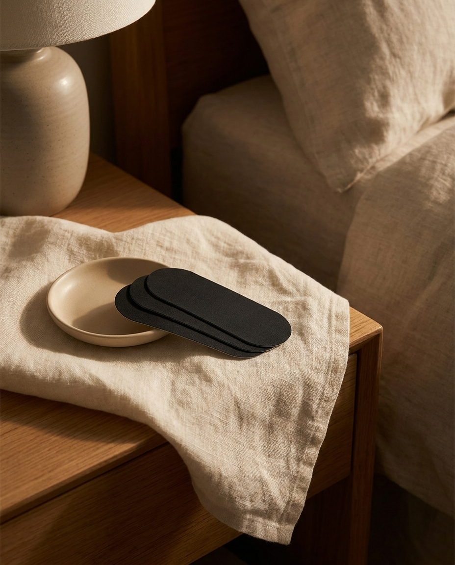 Sleep tape strips on nightstand