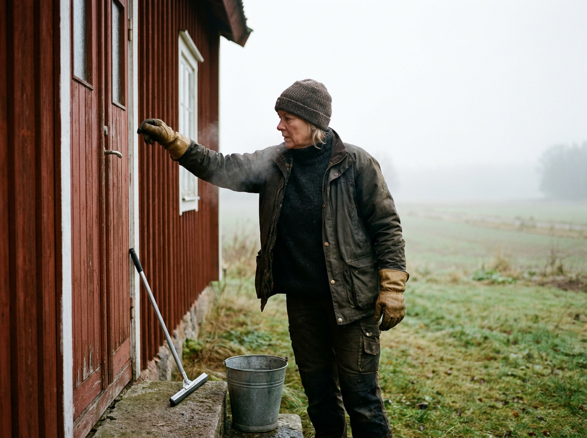 Kvinna i arbetskläder knackar dörr