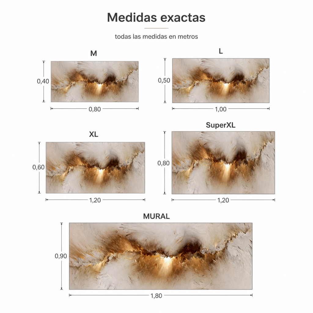 Comparativa de los 5 tama&ntilde;os del Dorado Luz