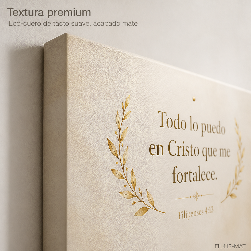 Todo lo Puedo en Cristo textura eco-cuero