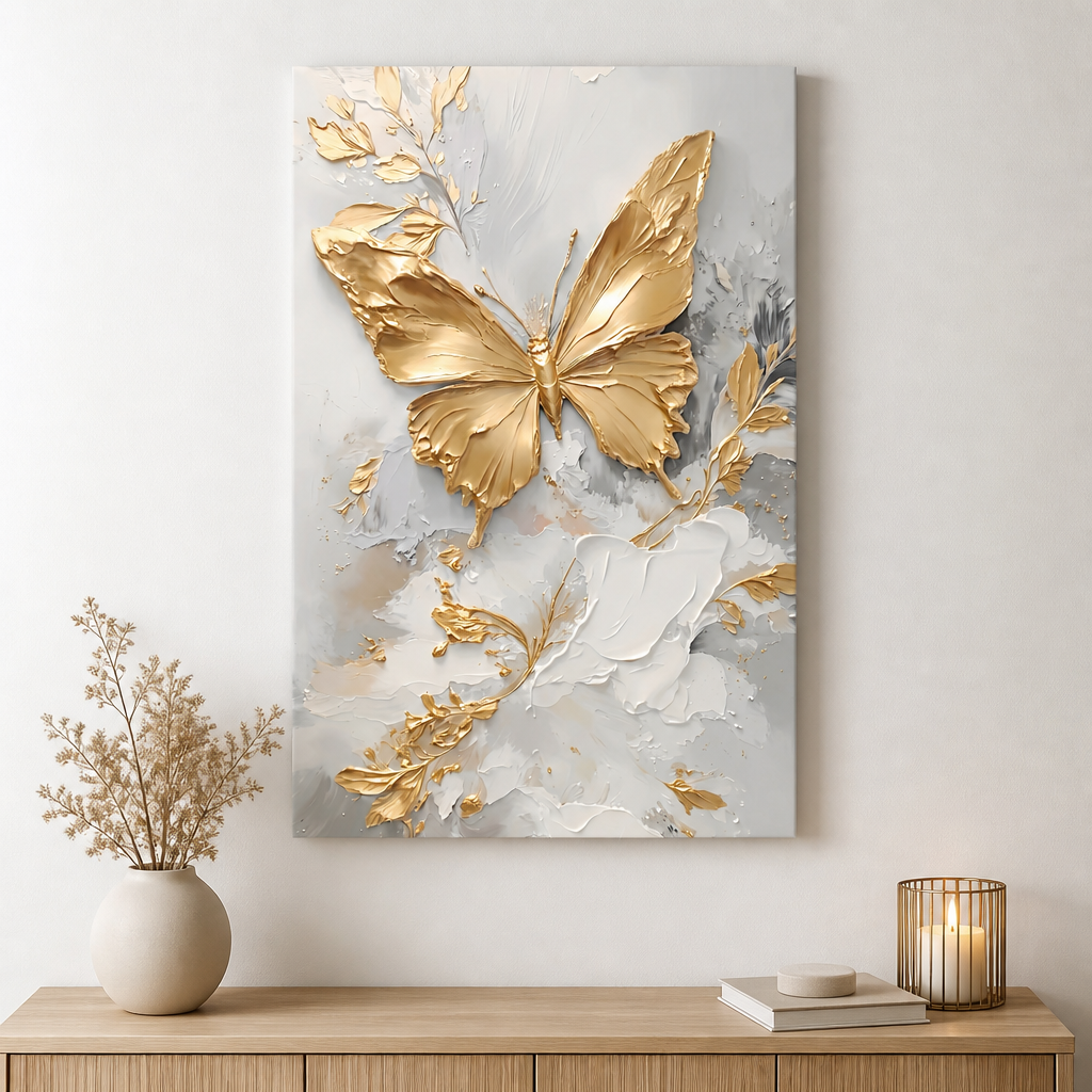 Cuadro Mural Mariposa Dorada