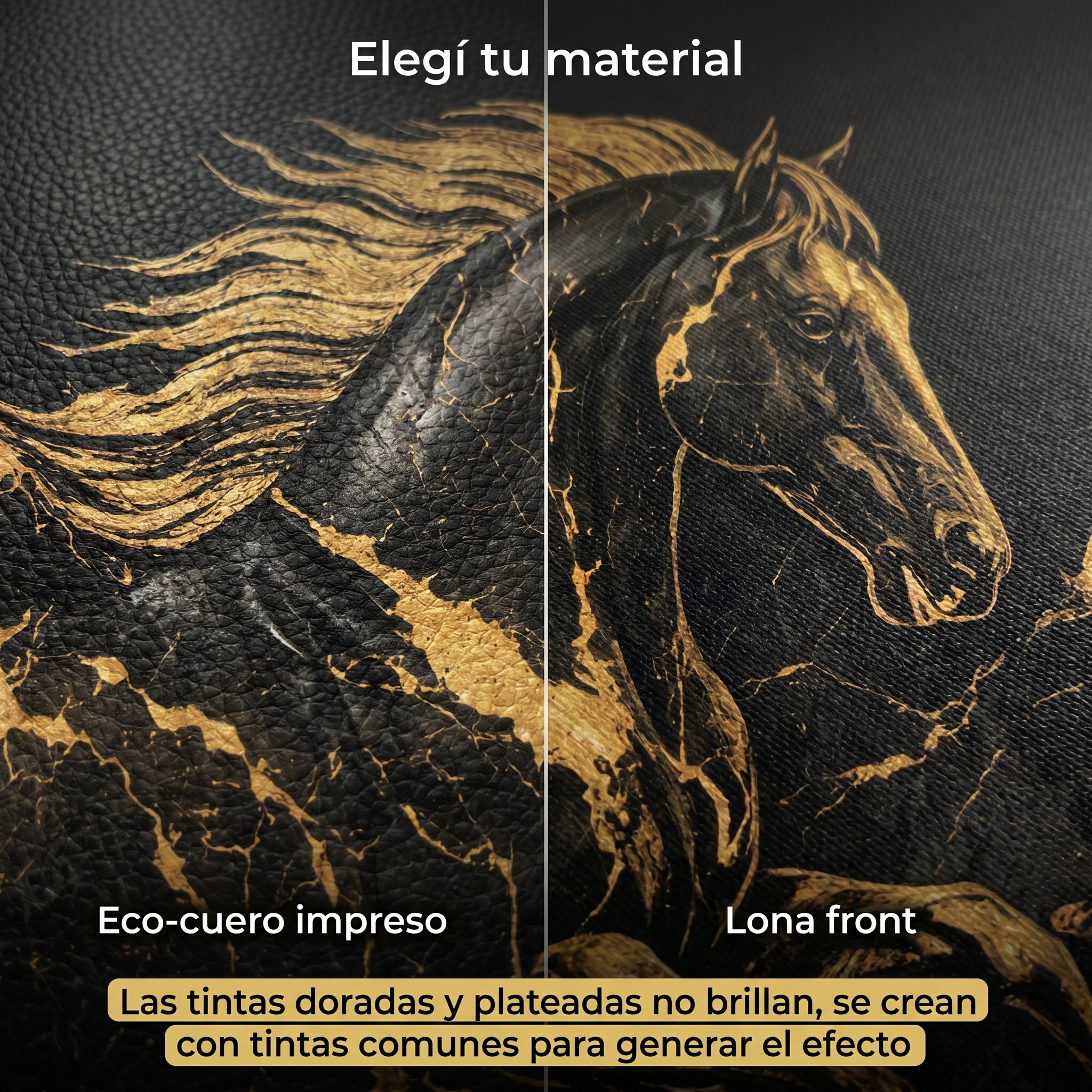 Cuadro Mural Caballo Negro Marmol materiales
