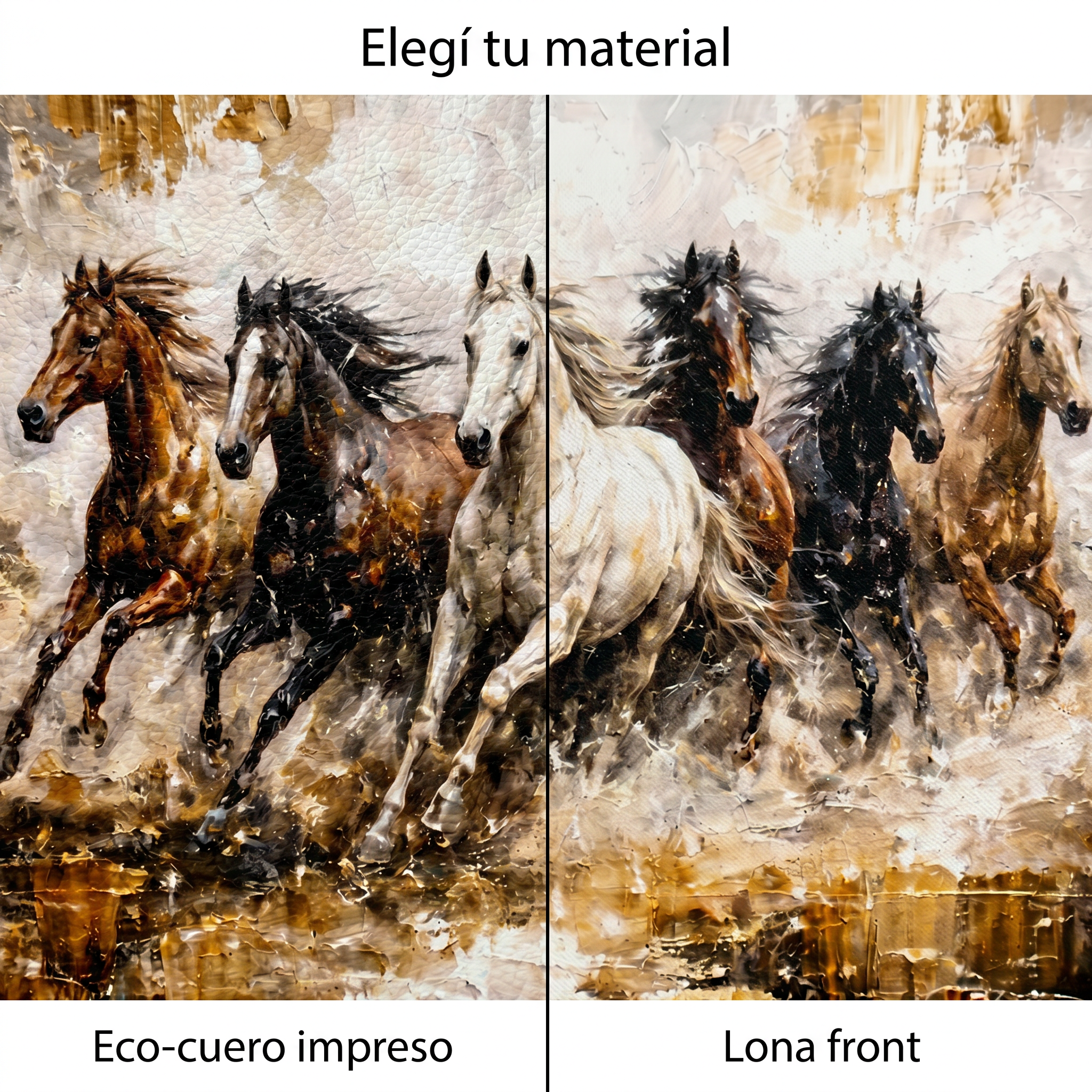 Cuadro Mural Caballos Corriendo materiales