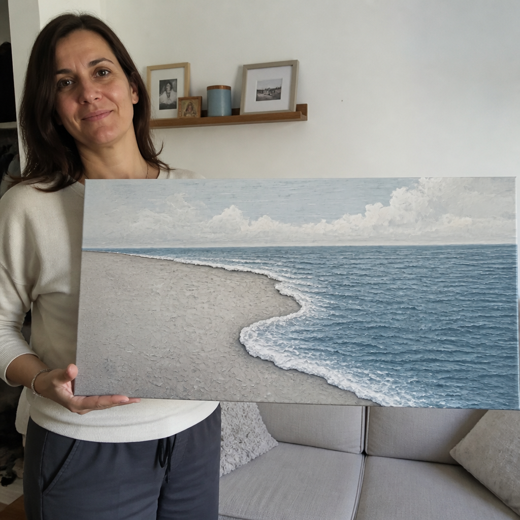 Cuadro Mural Mar Gris cliente