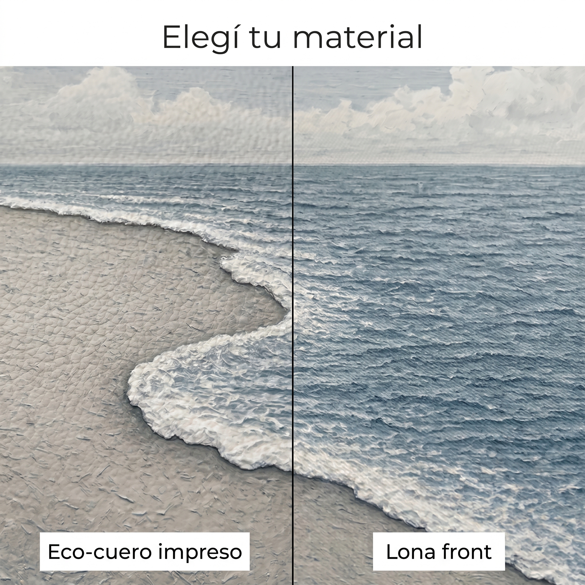 Cuadro Mural Mar Gris materiales