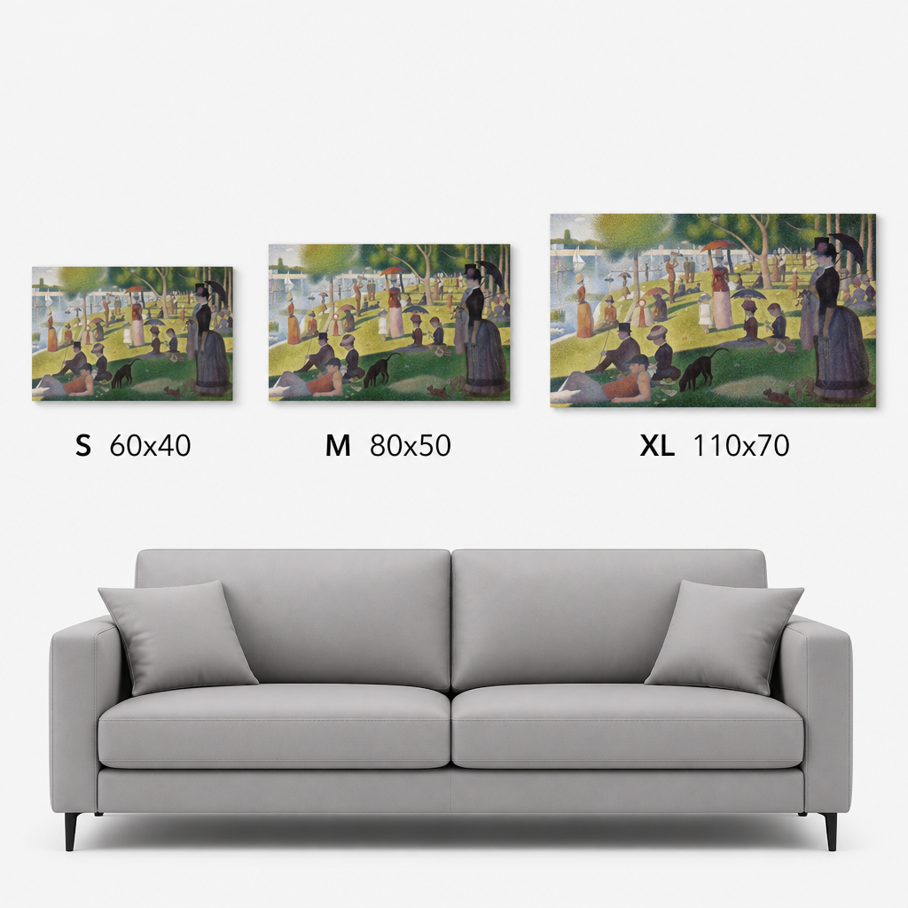 Comparativa de los 5 tama&ntilde;os del la Grande Jatte