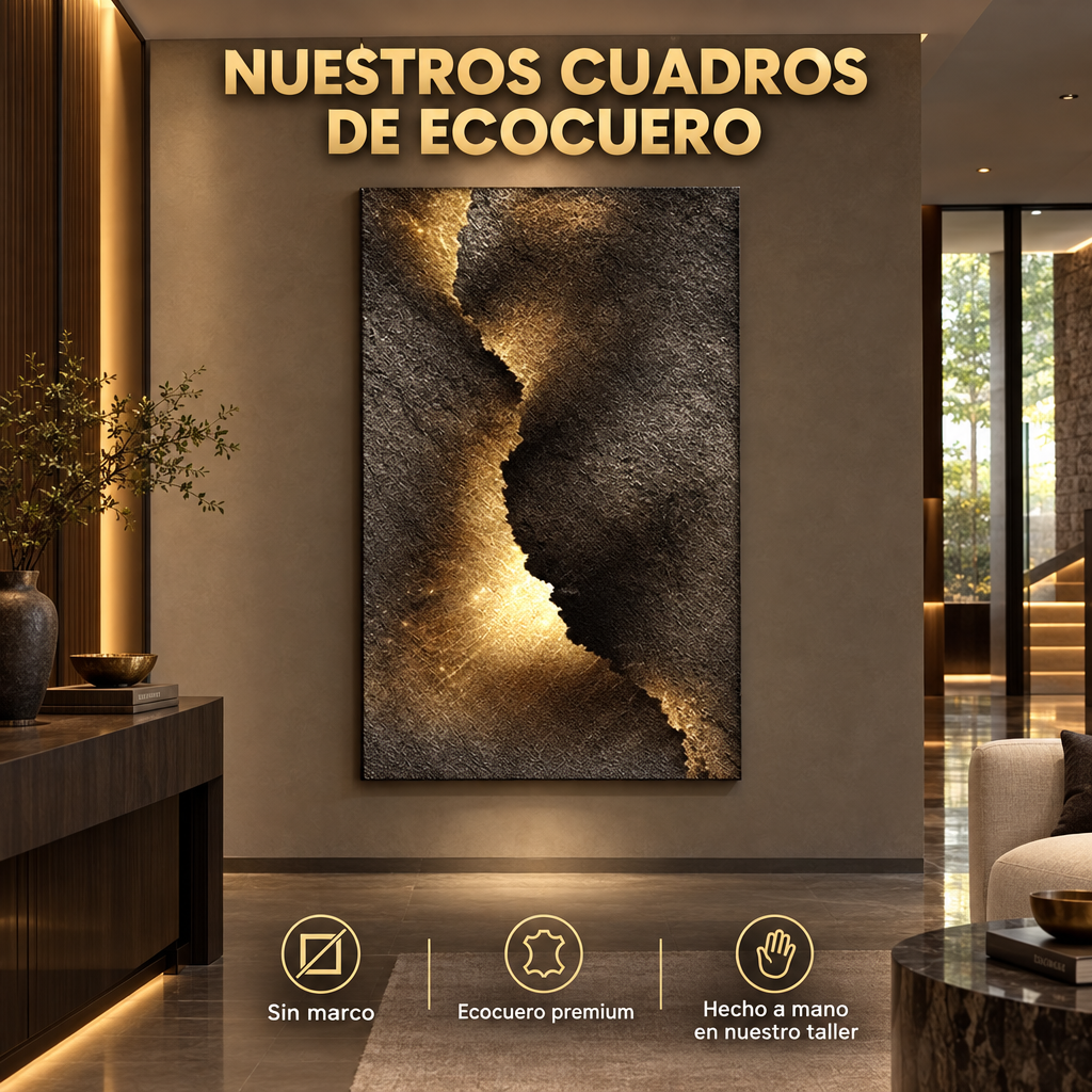 Mural Fisura de Luz de ecocuero impreso, sin marco, con borde envuelto