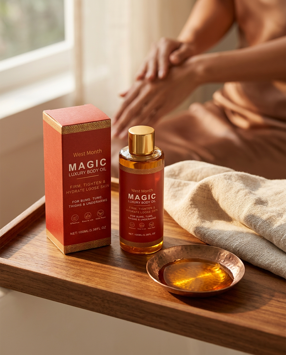 Huile corporelle apaisante - mise en scène marketing Lookzuri