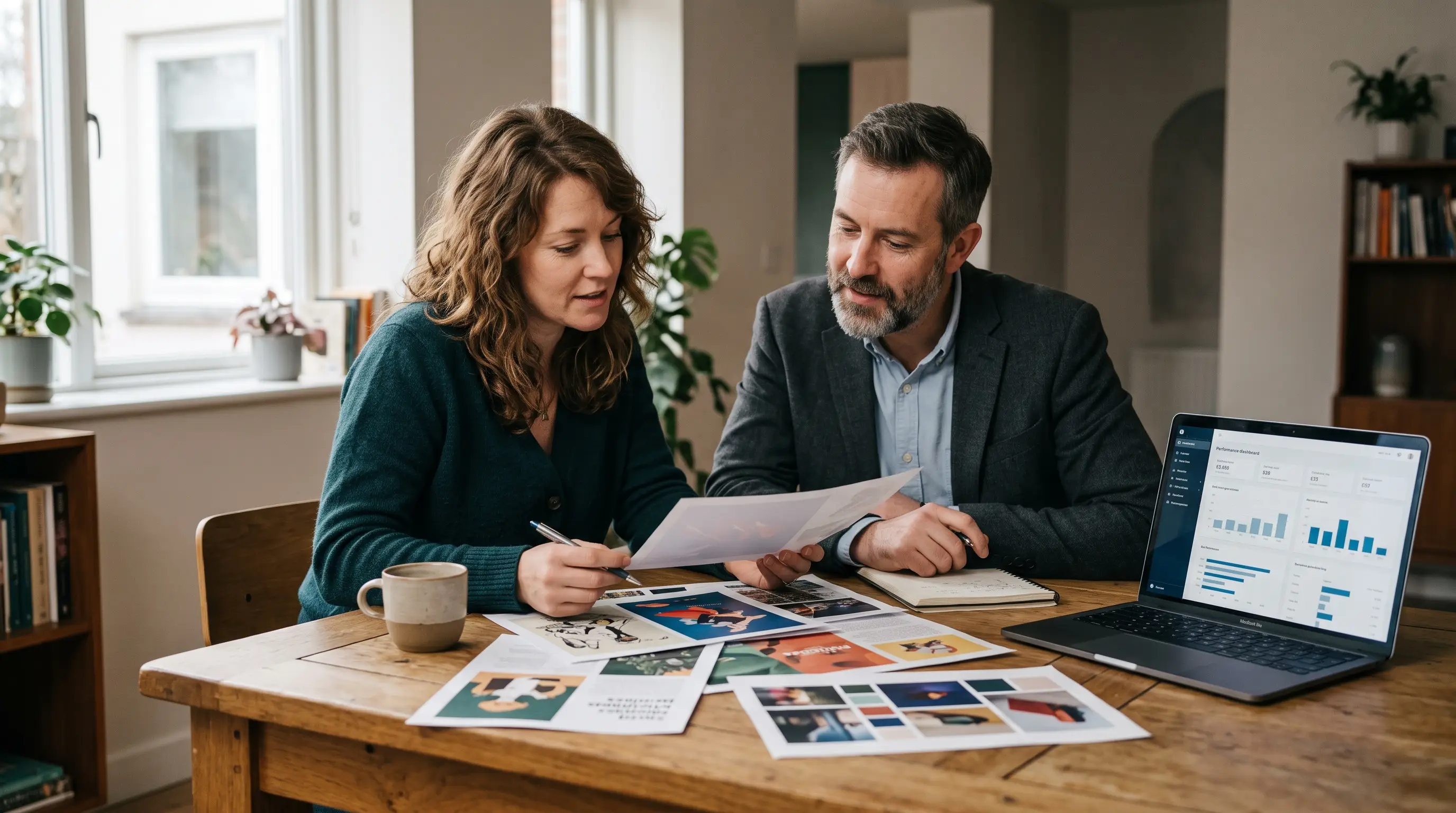 Marketing team examining campaign performance