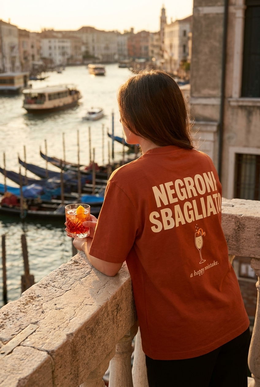Negroni Sbagliato tee in Venice