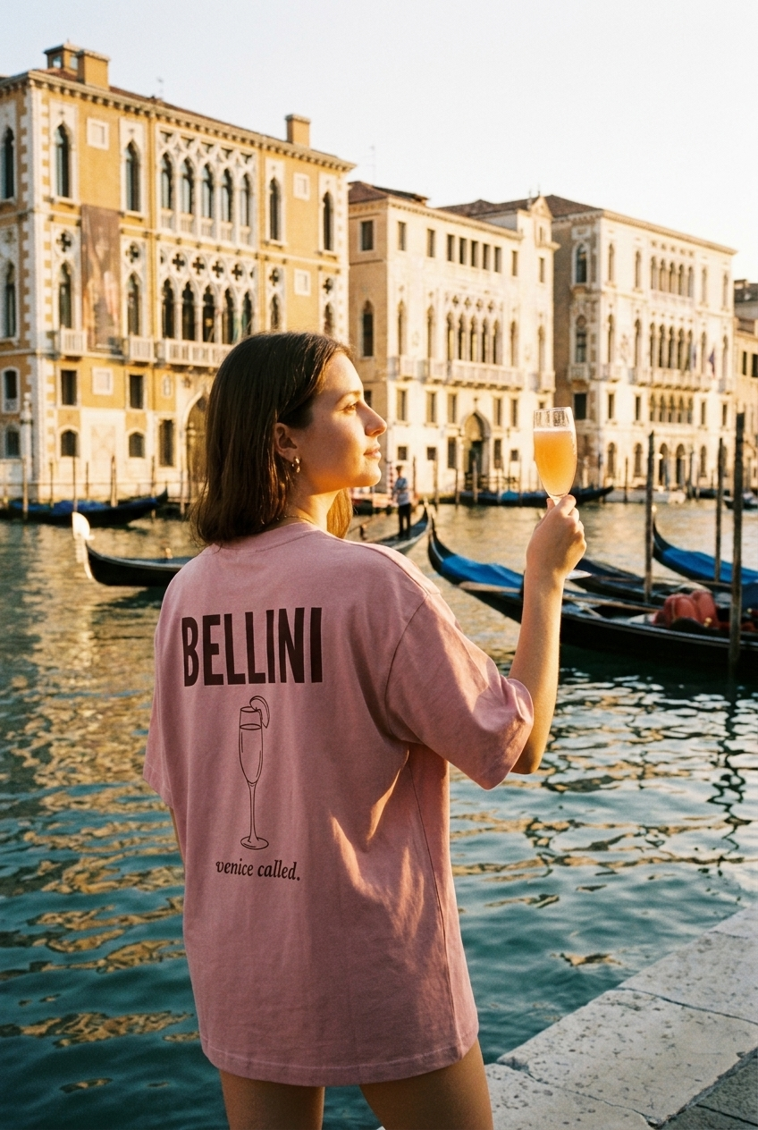 Bellini tee by Venice canal
