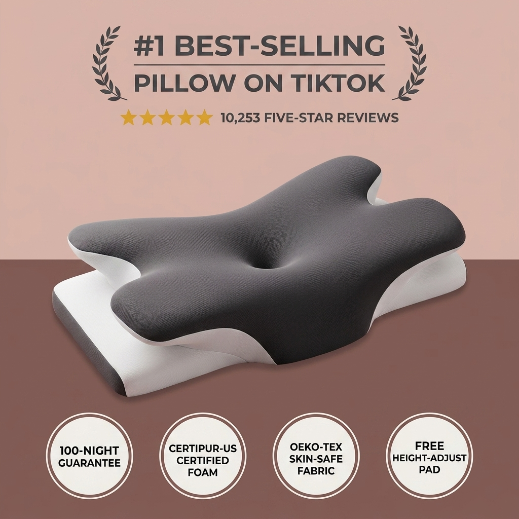 Quill cooling butterfly cervical pillow for side sleepers