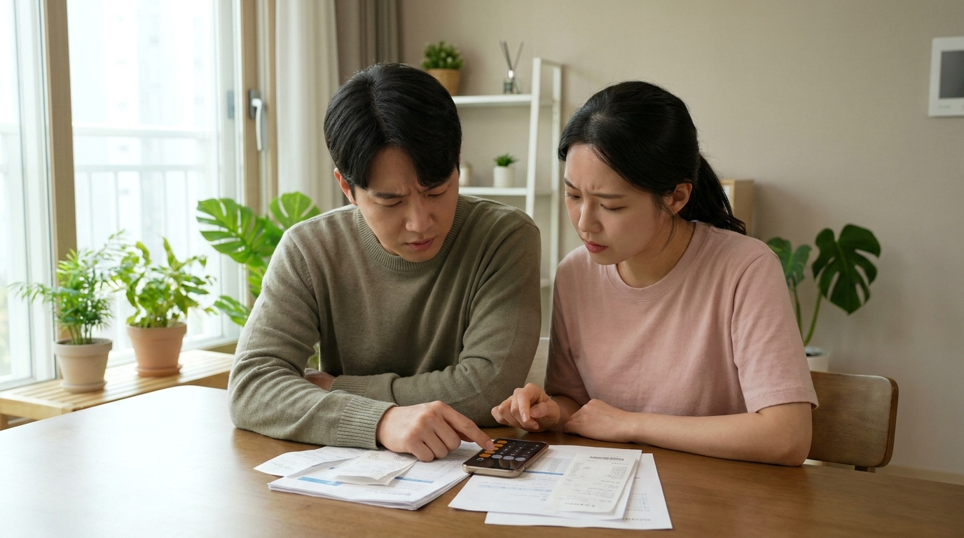 금리와 부동산 — 30대 부부가 대출 한도 검토 모습