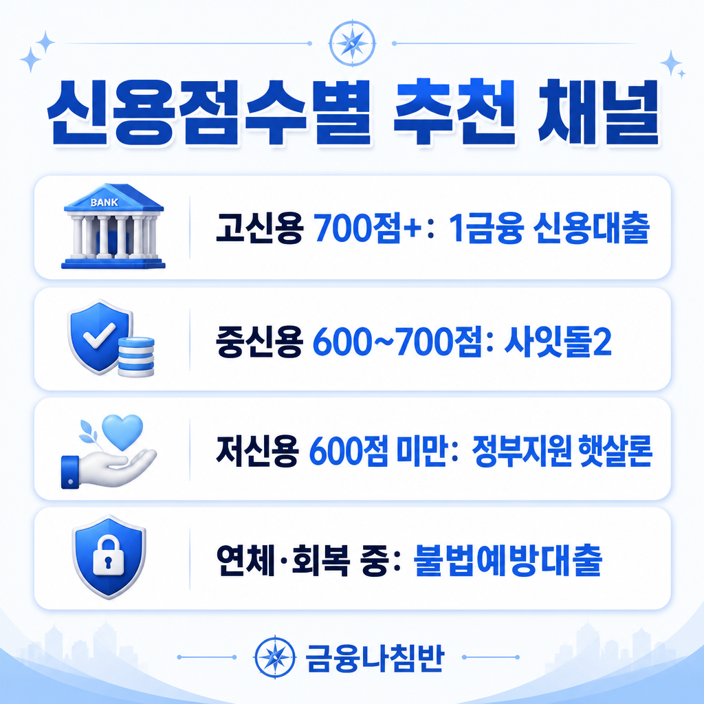신용점수별 추천 채널