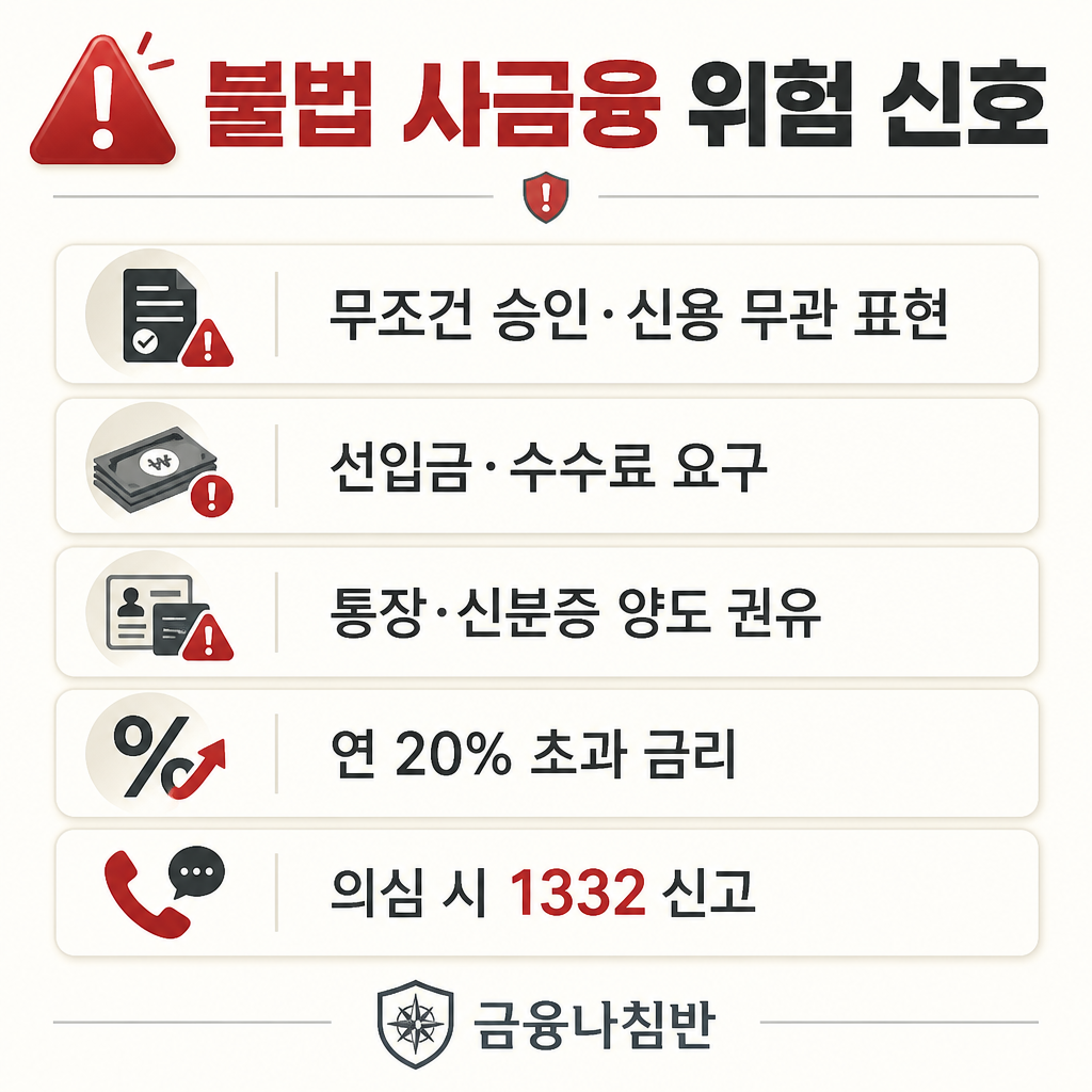 무조건 대출 불법 사금융 위험 신호