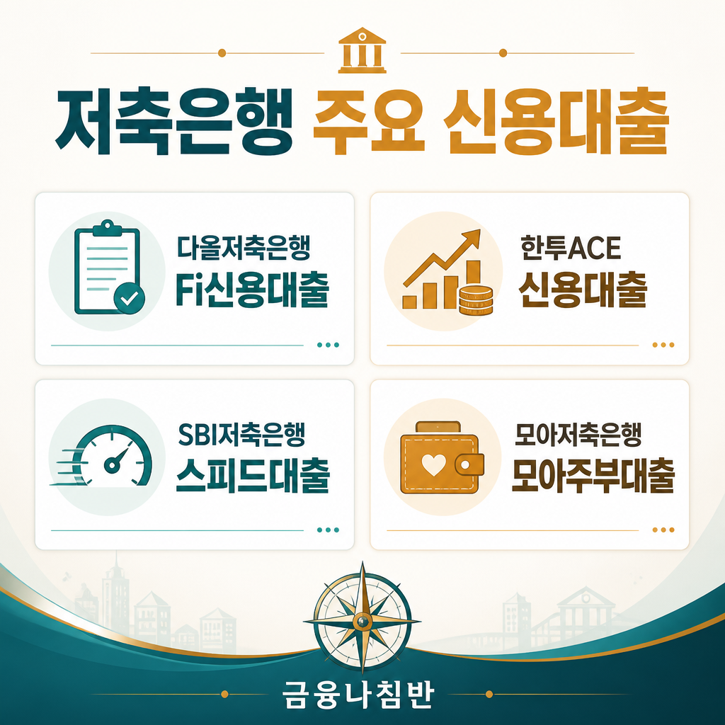 저축은행 주요 신용대출 상품 비교