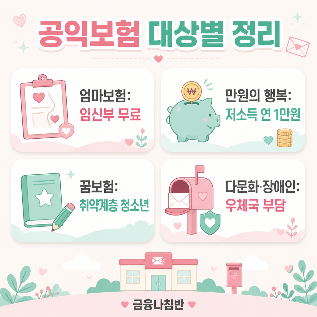 우체국 공익보험 대상별 정리