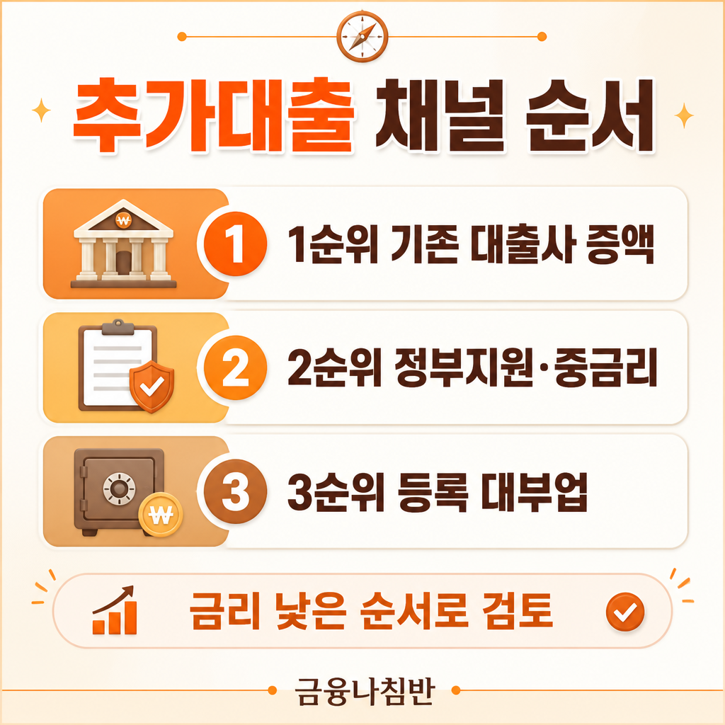 기대출 추가대출 채널 순서