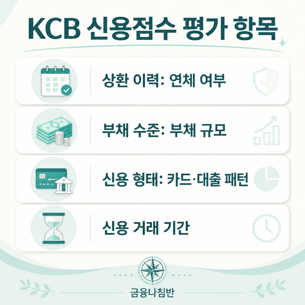 KCB 신용점수 평가 항목