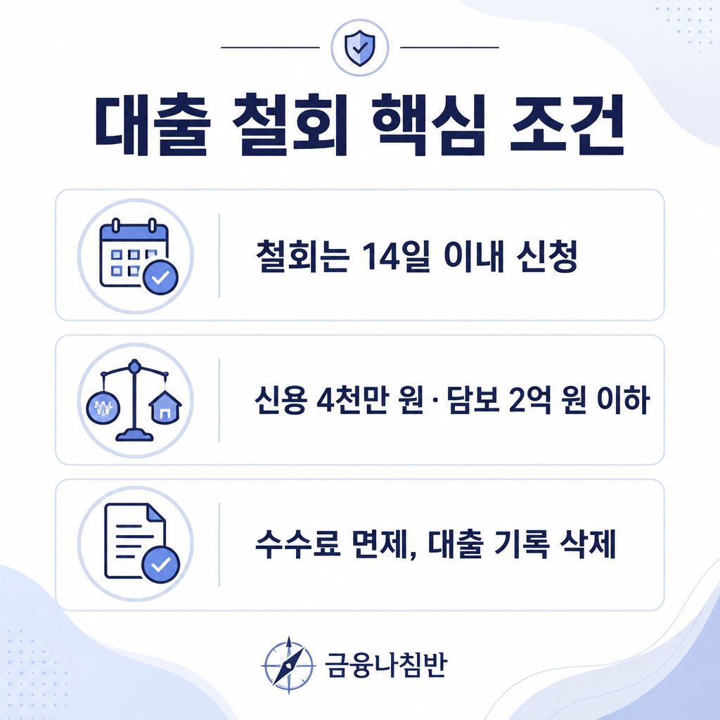대출 철회 핵심 조건