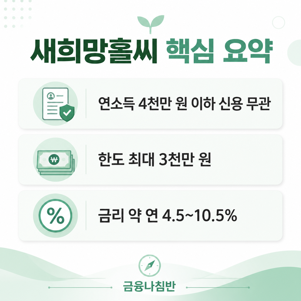 새희망홀씨 핵심 요약 자격 한도 금리