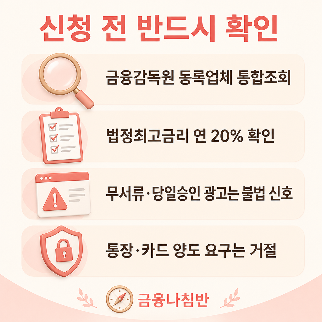 대부업체 대출 신청 전 확인 사항