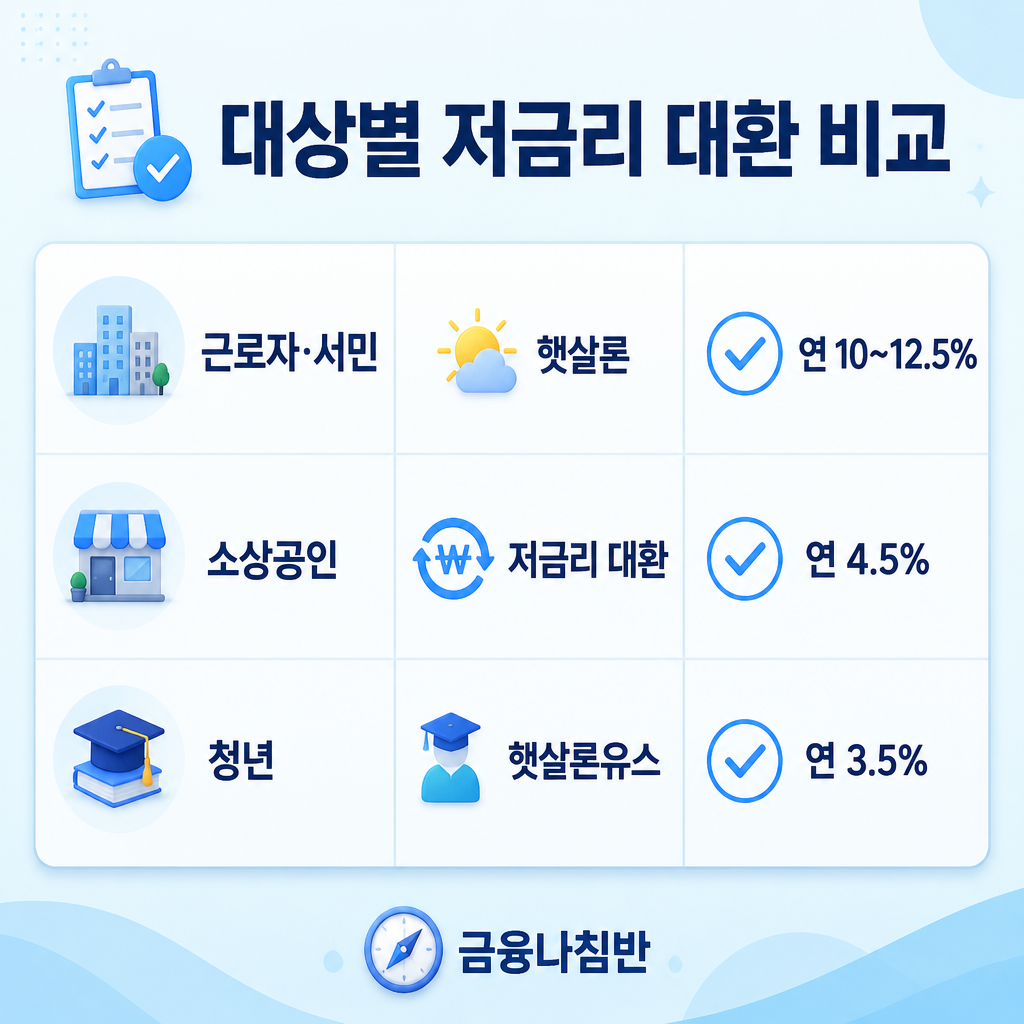 대상별 저금리 대환 비교