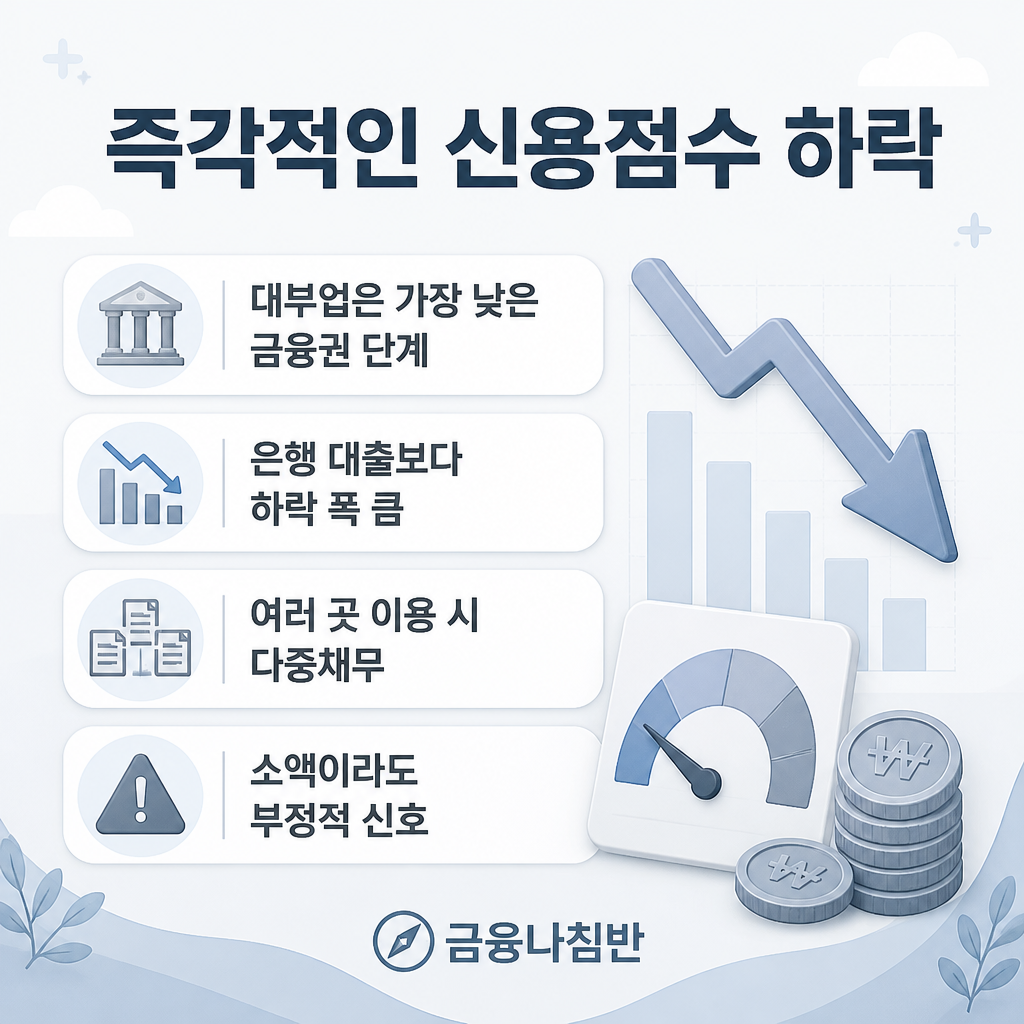 대부업 즉각적인 신용점수 하락