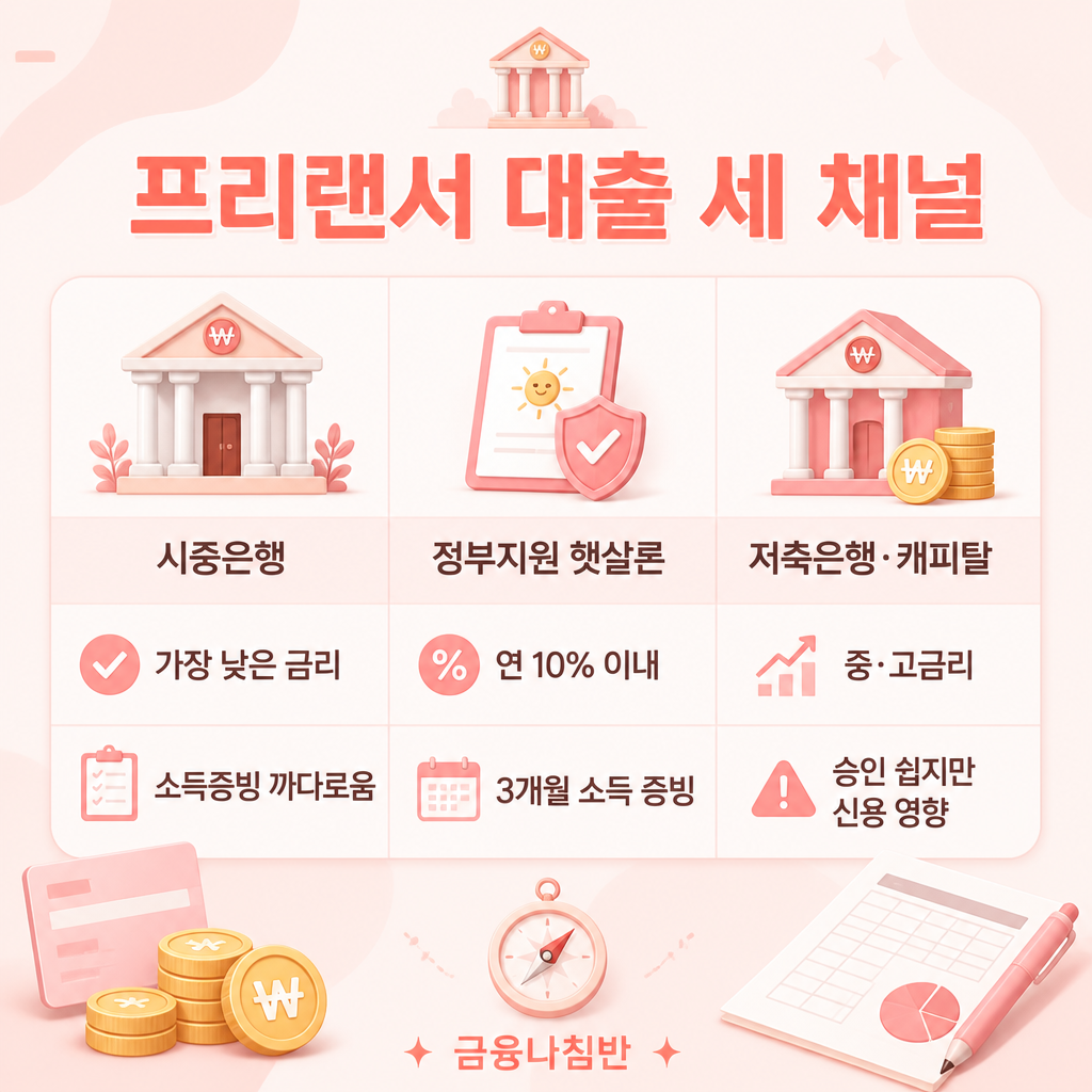 프리랜서 대출 세 채널 비교