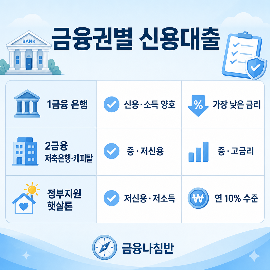 금융권별 신용대출 비교