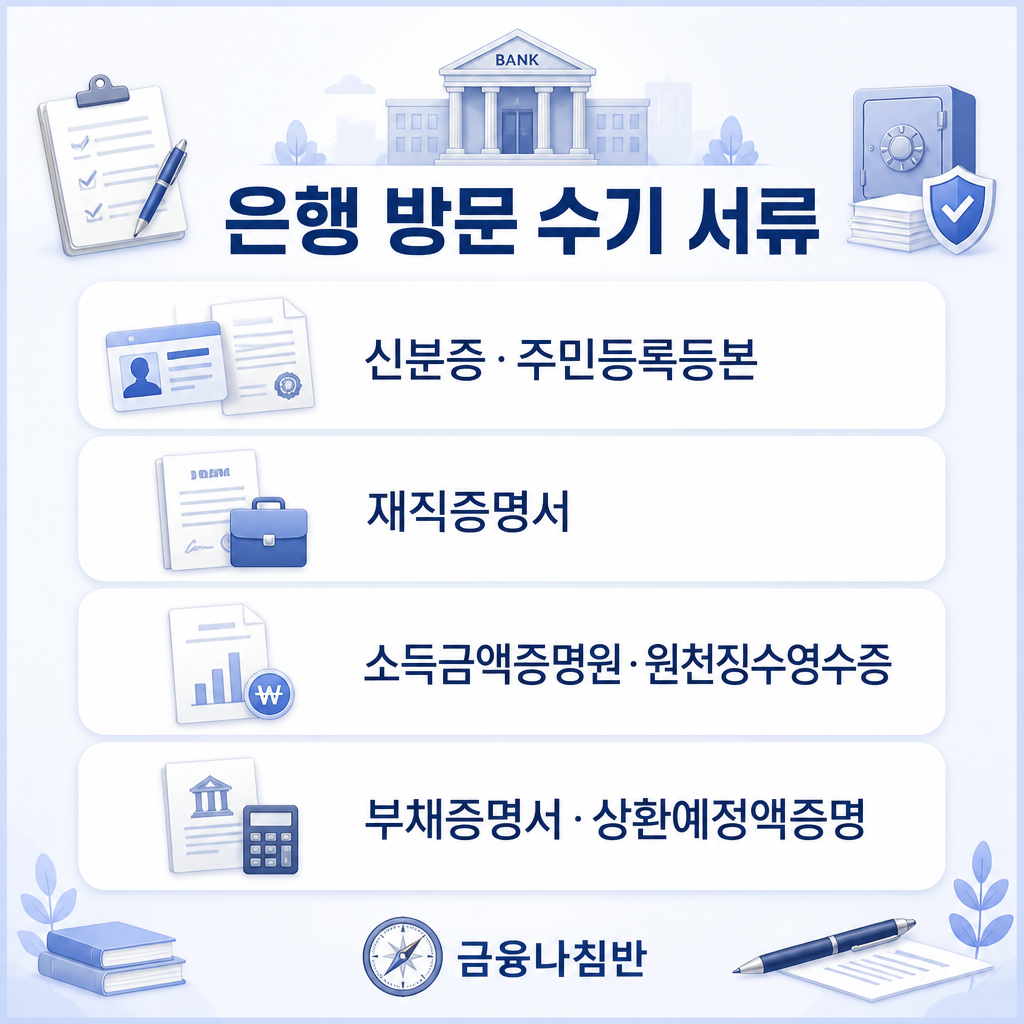 은행 방문 수기 신청 서류