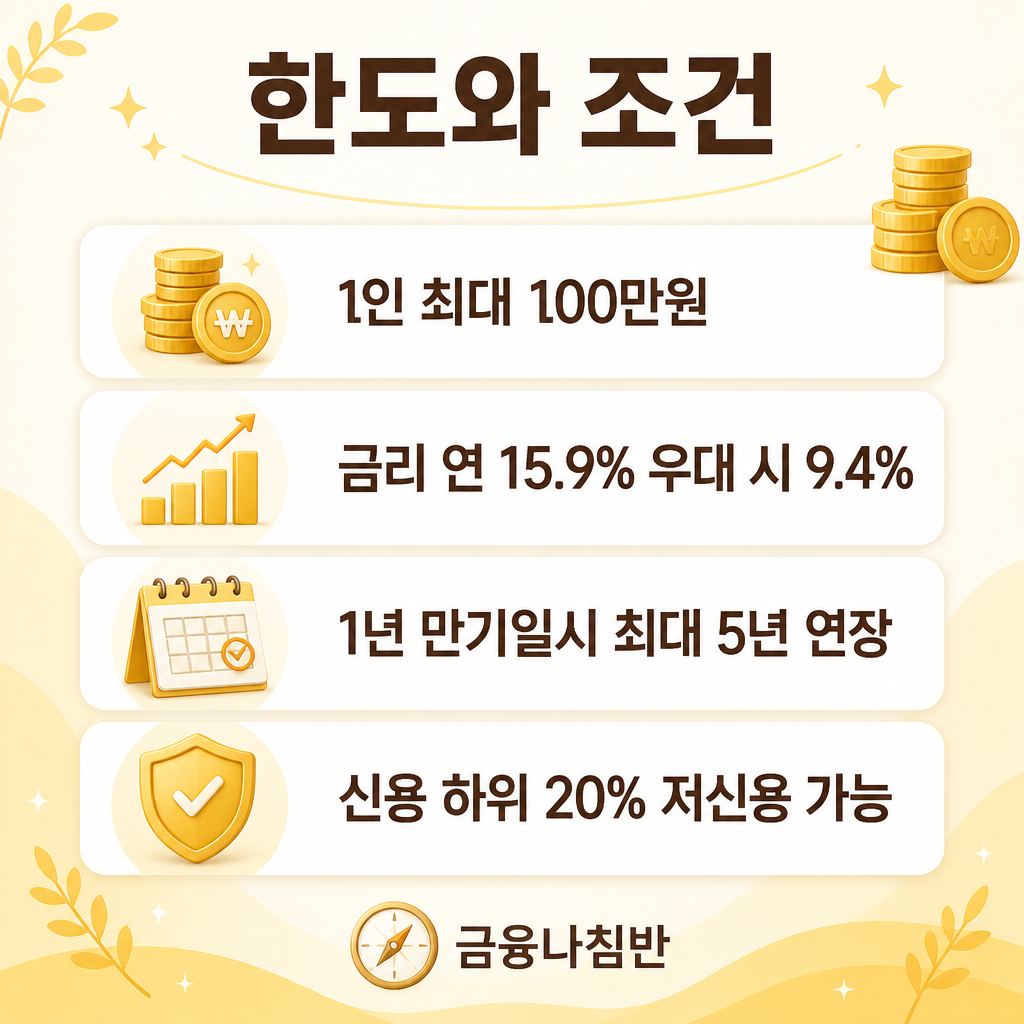 긴급생계비대출 한도와 조건