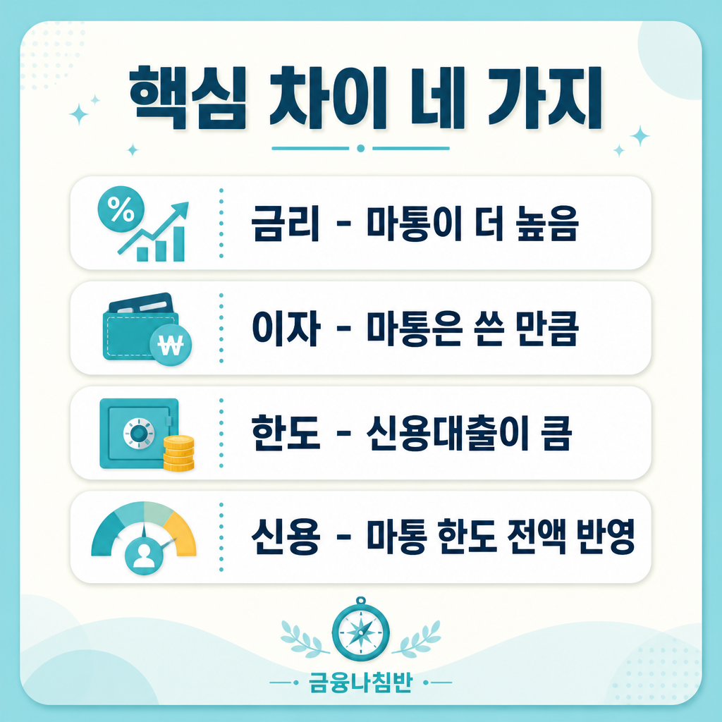 마이너스통장 신용대출 핵심 차이