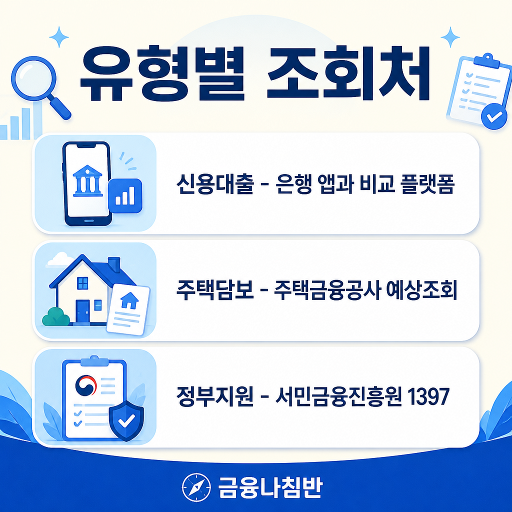 대출 유형별 한도조회처
