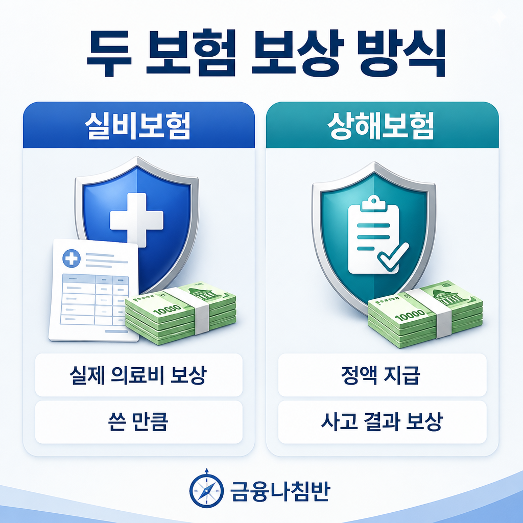 상해보험 실비보험 보상 방식 비교