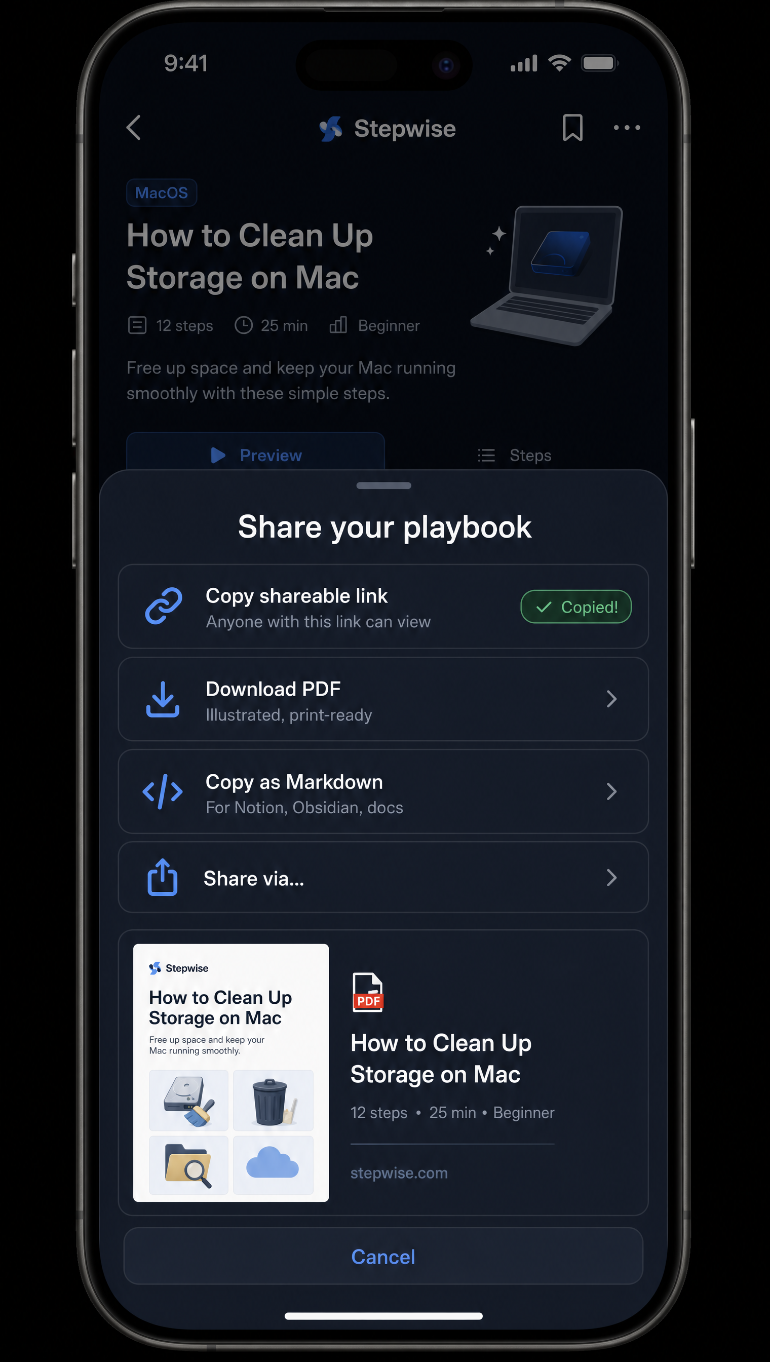 Export and share