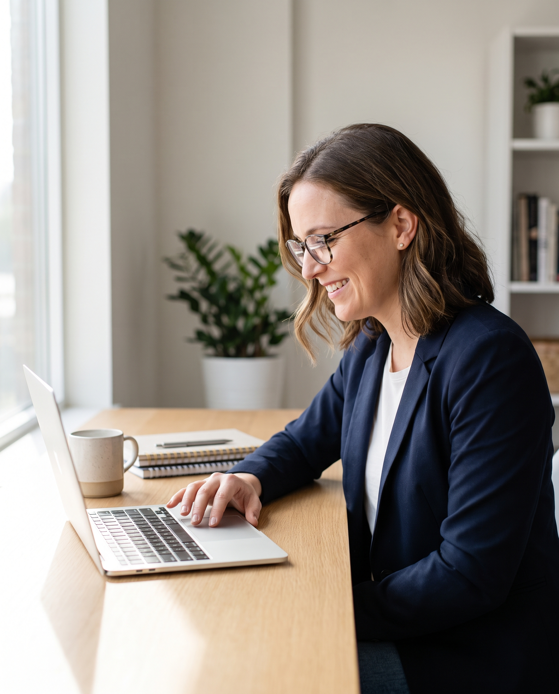 Marketingondernemer aan het werk achter laptop
