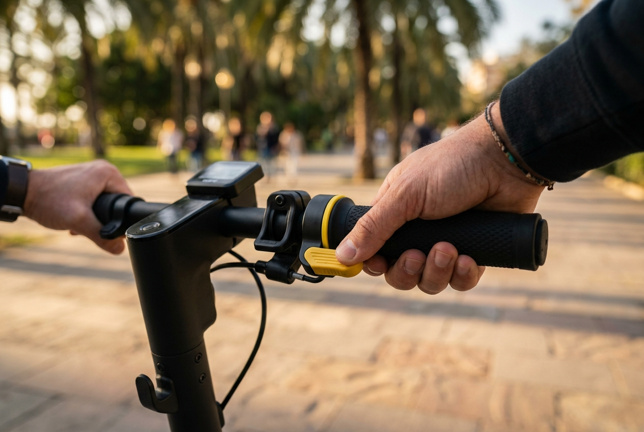 Close-up of GlideGo scooter handlebar